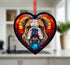Bulldog Stained Glass Effect Heart Suncatcher